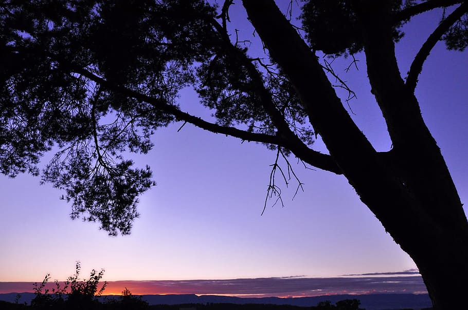 dusk, evening, sunset, sky, abendstimmung, landscape, silhouette HD wallpaper