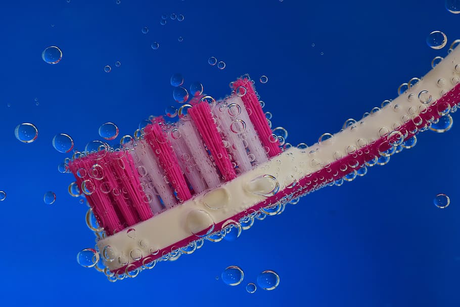 beige and pink toothbrush, blue, clean, hygiene, body care HD wallpaper
