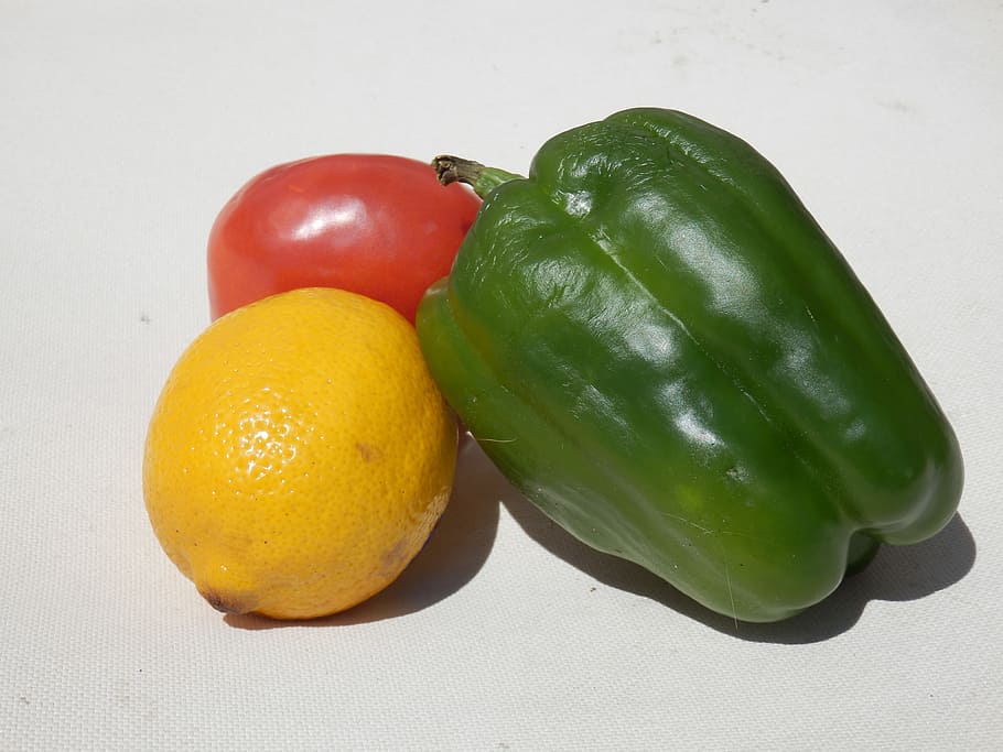 Lemon, Fruit, Vegetables, Tomato, green pepper, food, freshness HD wallpaper