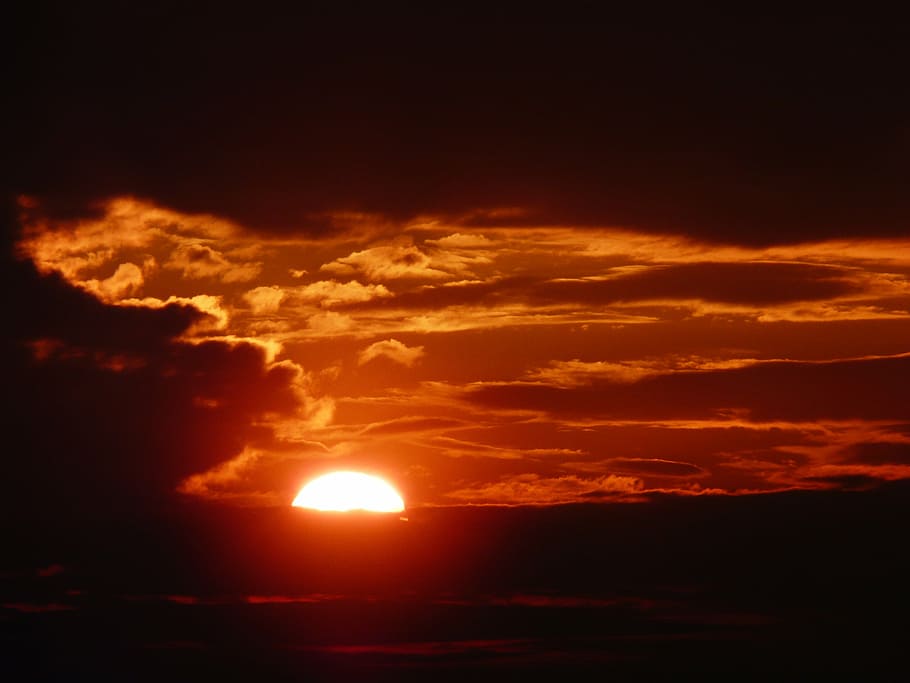 sunset, red, evening sky, cloud - sky, scenics - nature, beauty in nature HD wallpaper