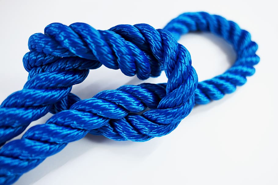 blue rope knot, fixing, containing, dew, knitting, detention HD wallpaper