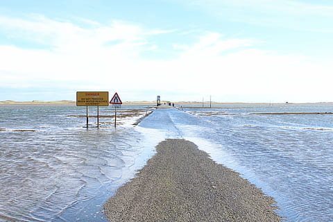 high tide water on the road, roadblock, hurdle, obstacle, mistake HD wallpaper