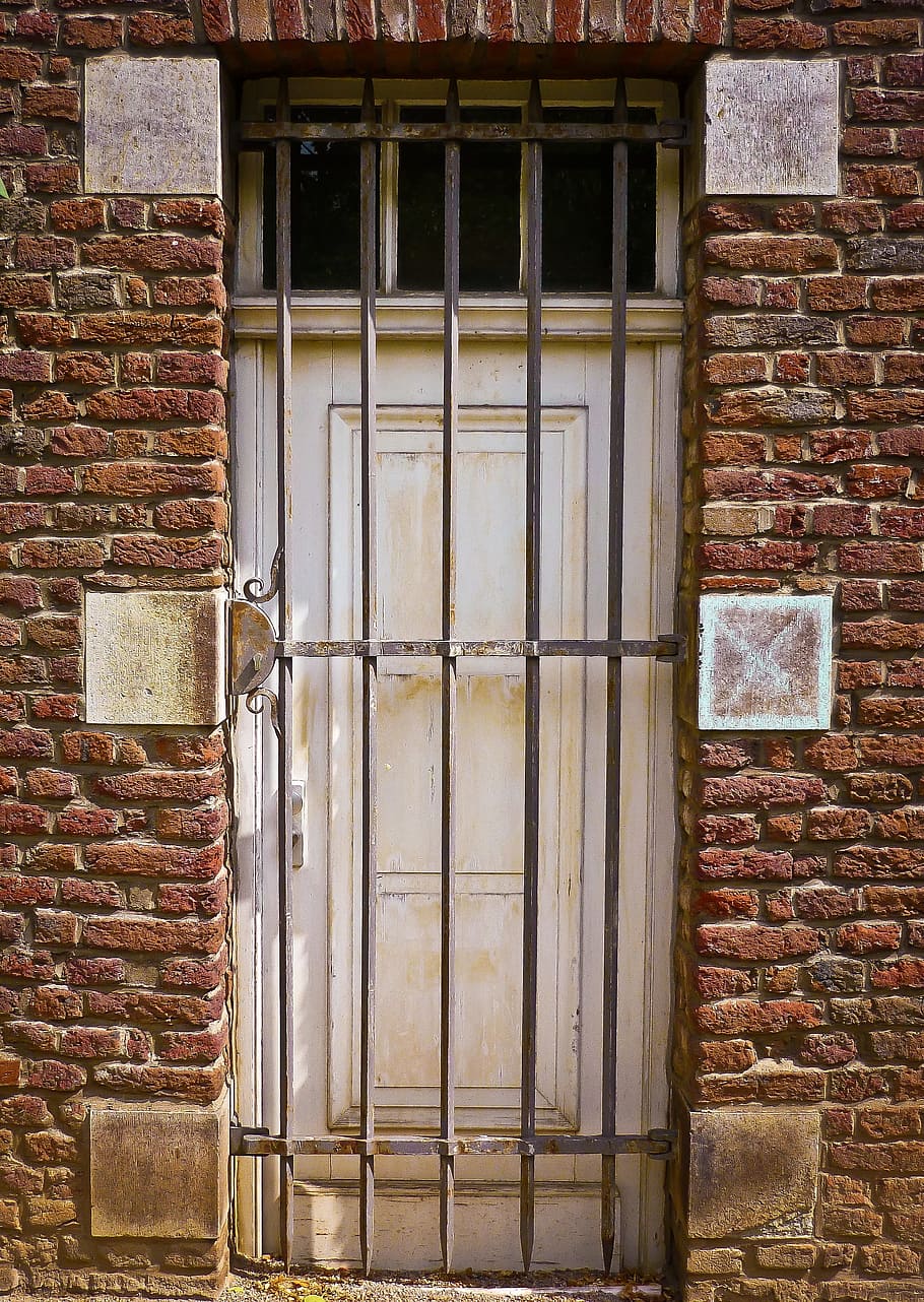 door, grid, input, old, building, metal, facade, iron railings HD wallpaper