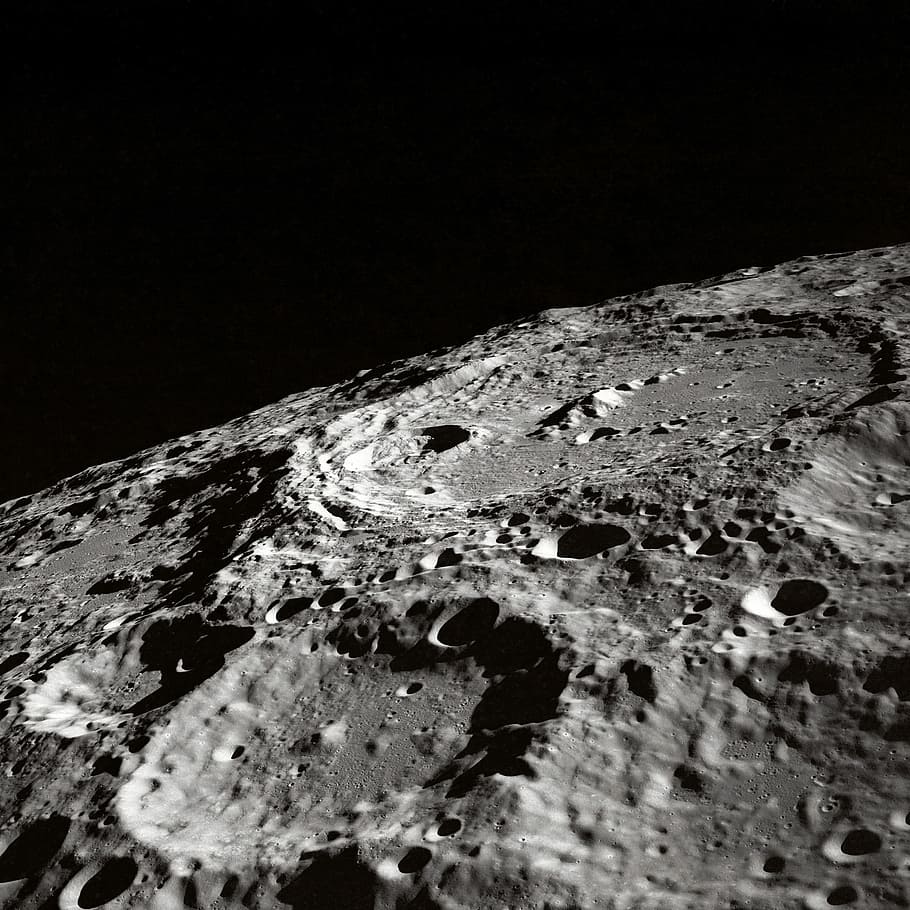 Moon outer crater top-view photography, nature, water, sea, rock - Object HD wallpaper