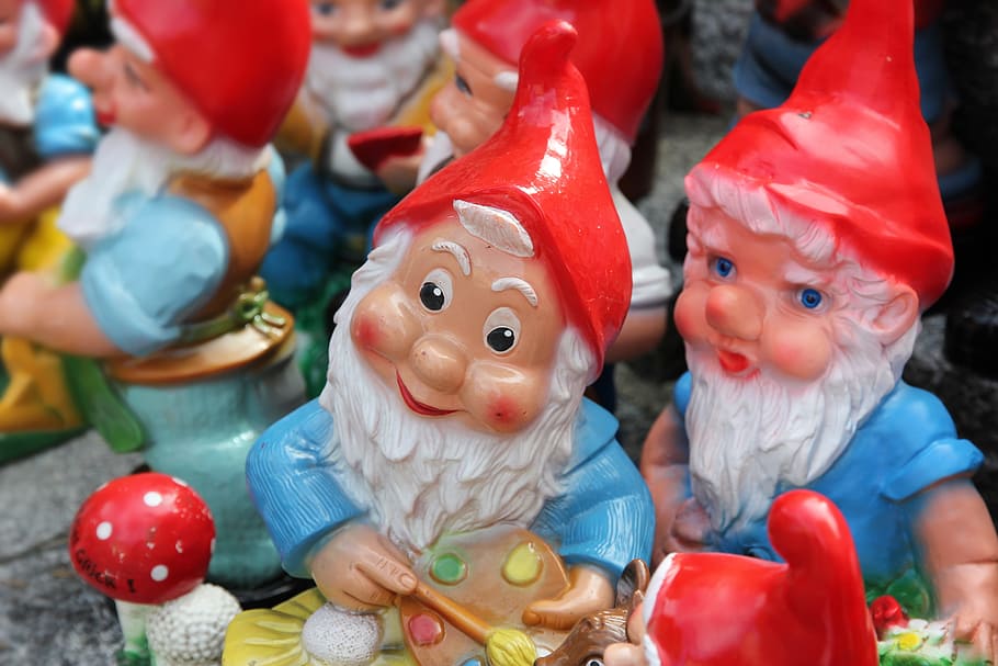 gnome figurine collection, dwarf, souvenir, cute, ornament HD wallpaper