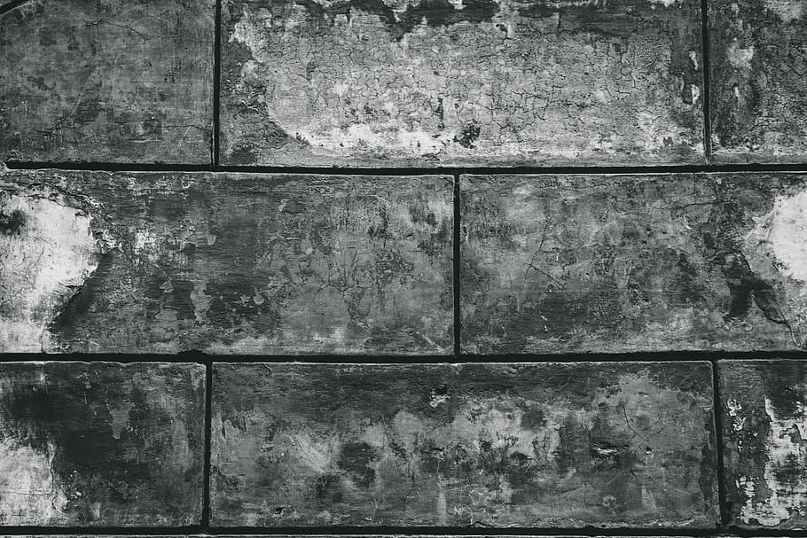 gray and black concrete brick, texture, wall, grey, black white HD wallpaper