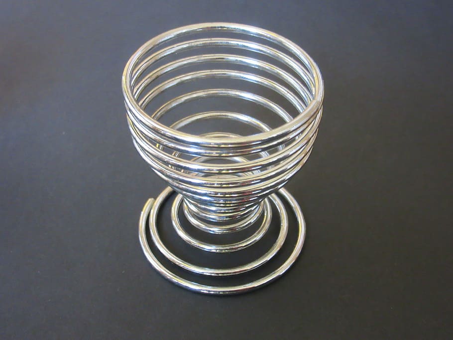 egg cups, wire, chrome plated, gloss, metal, kitchen, indoors HD wallpaper