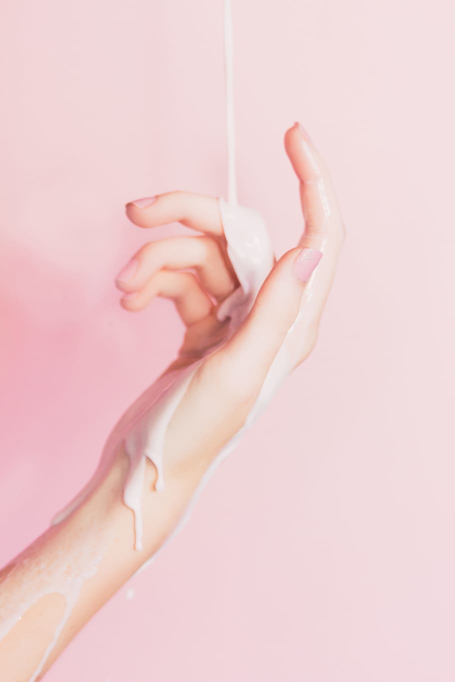 human hand with white liquid, women, holding, hygiene, close-up HD wallpaper