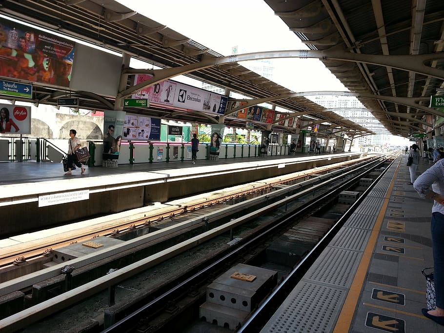 railway, station, bts platform, bkk, bangkok, railroad Track HD wallpaper