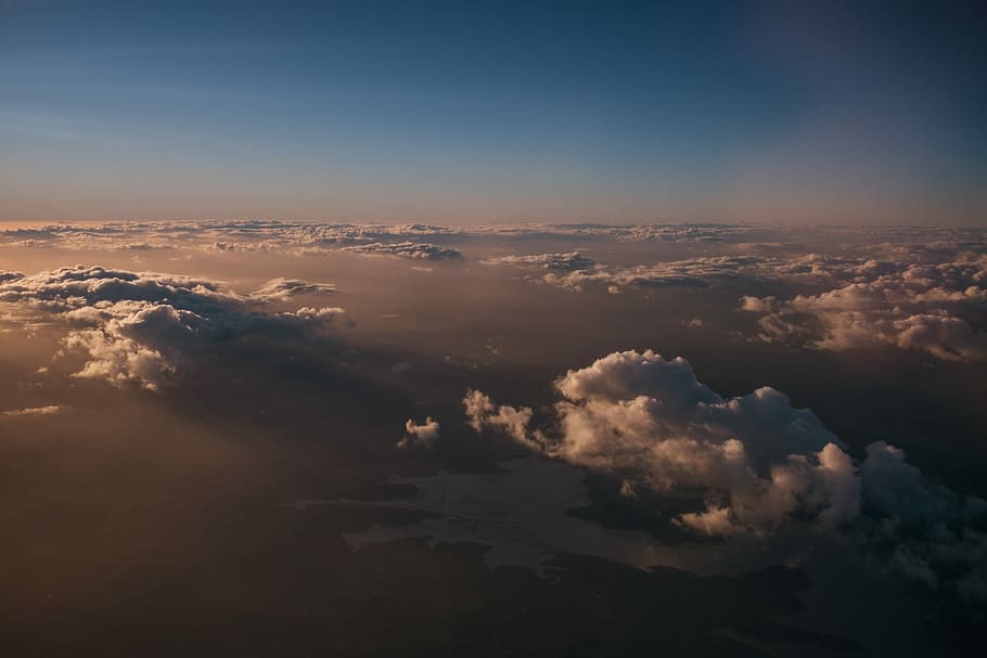 cloudy sky during daytime, aerial photography of clouds, fog HD wallpaper