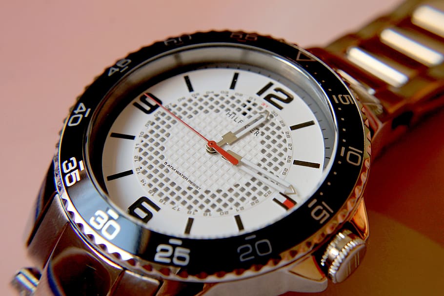 watch pointing at 12:14, wrist watch, men's watch, ornament, adornment, HD wallpaper