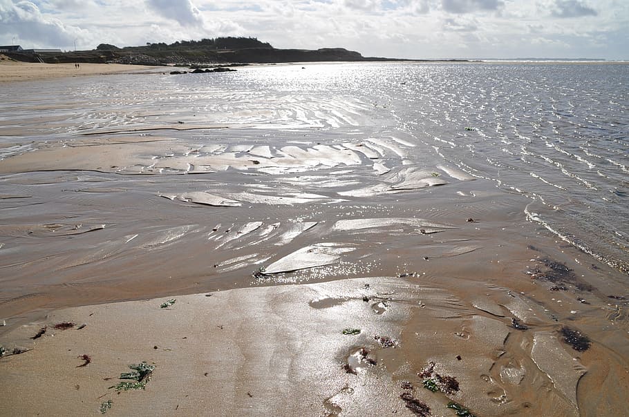ebb, beach, brittany, sand, pattern, water, land, sea, scenics - nature HD wallpaper
