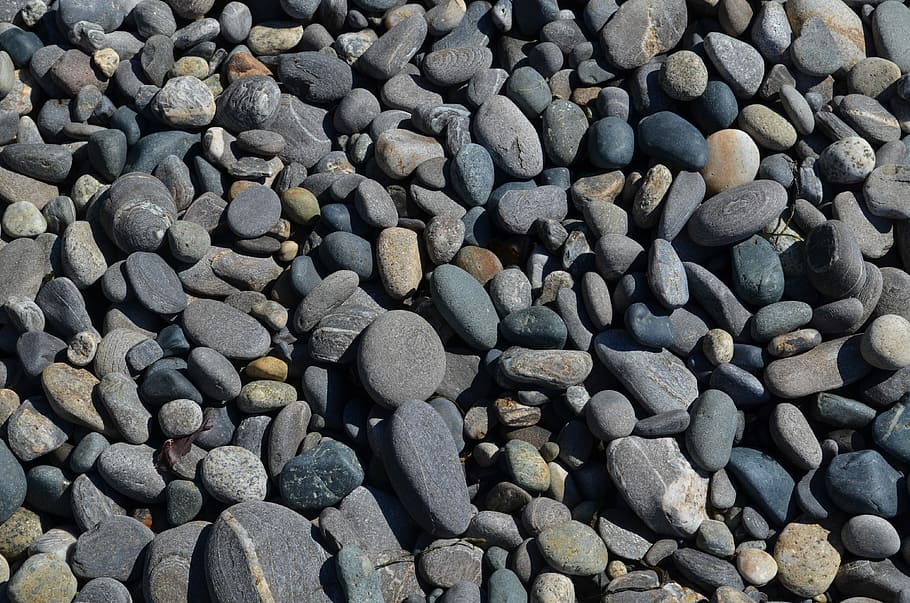 gray stone lot, assorted-color stone lot, rock, pebble, river bed, HD wallpaper