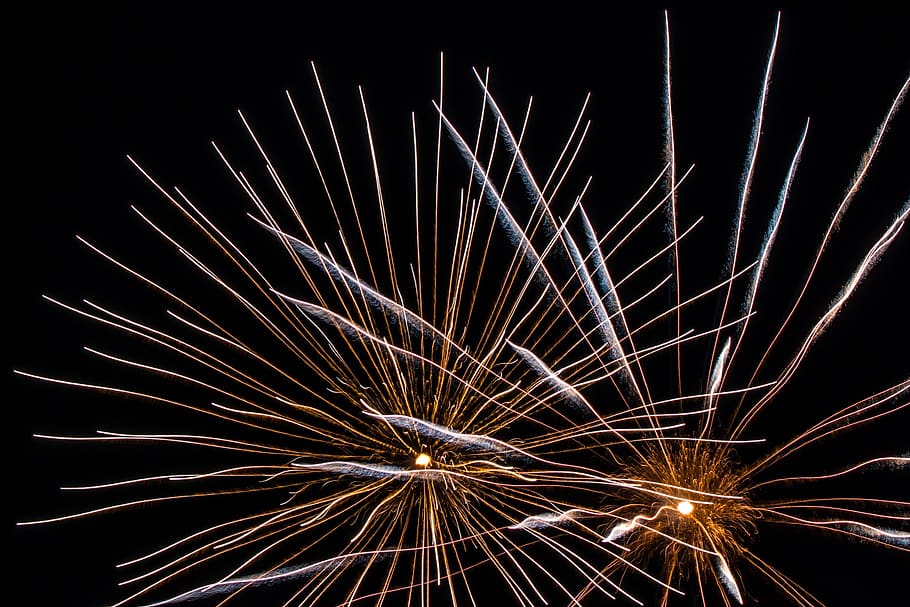 fireworks, pyrotechnics, light, explosion, night, hell, new year's day HD wallpaper
