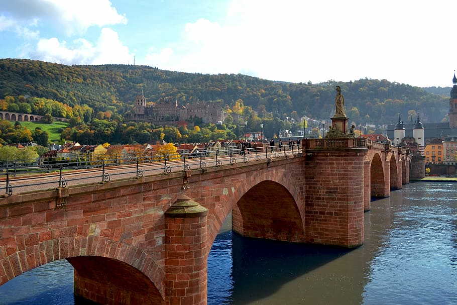 Heidelberg, Bridge, Landscape, Travel, architecture, river, HD wallpaper