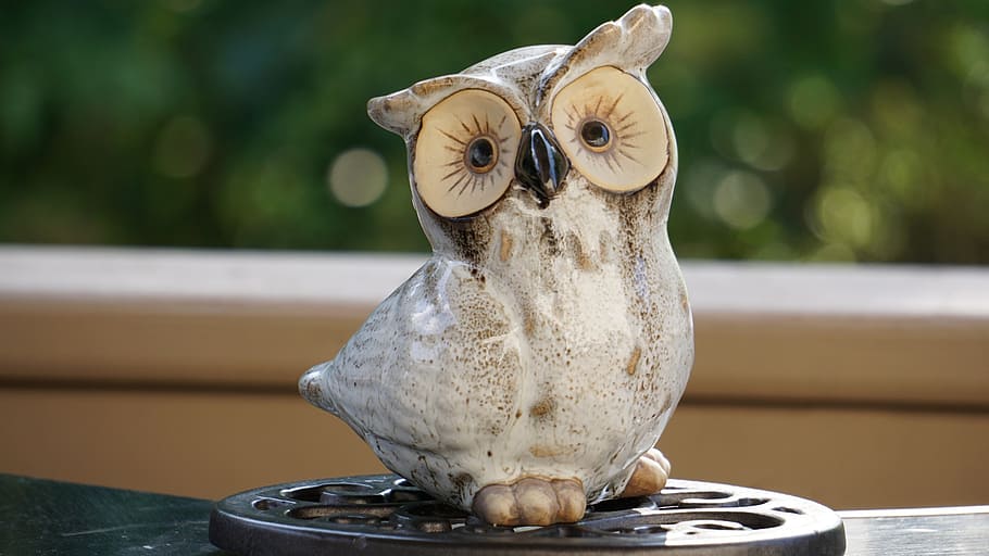 owl, statue, sculpture, bird, ornament, figurine, decorative HD wallpaper