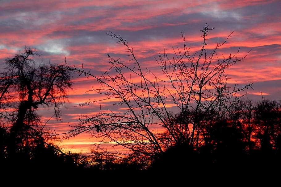 sky, afterglow, sunset, mood, evening sky, romance, abendstimmung HD wallpaper