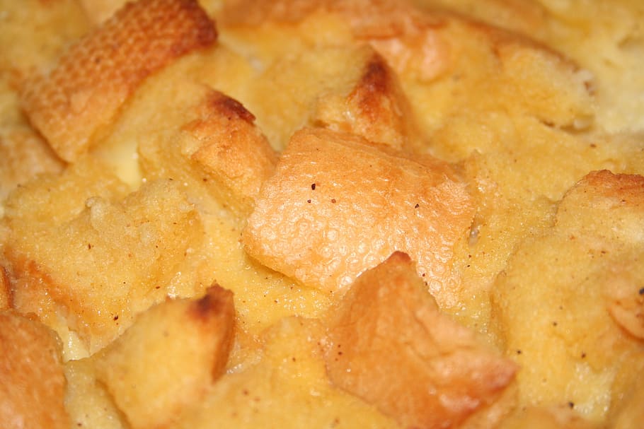 Bread Pudding, Macro, Close Up, Baked, dessert, christmas dessert HD wallpaper