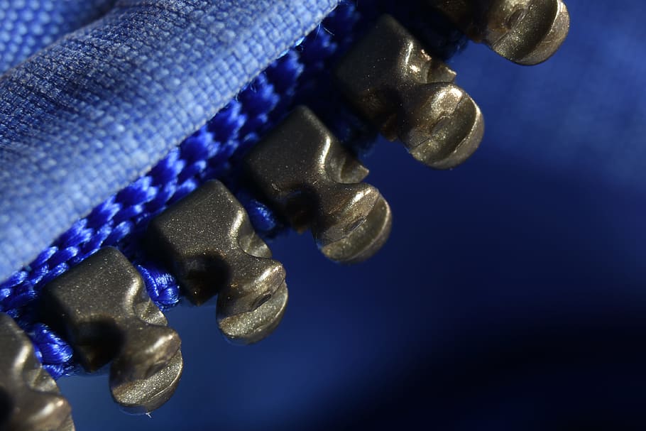 zipper, macro, close, closure, jacket, blue, coach jacket, close-up HD wallpaper