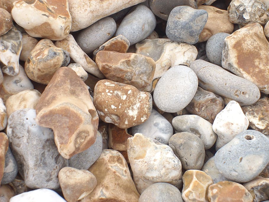 pebbles, beach, stone, coastline, full frame, solid, rock, backgrounds HD wallpaper