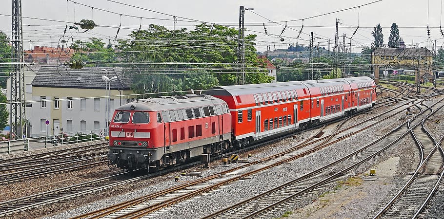 regional-express, doppelstockzug, lokbespannt, pushed, diesel locomotive, HD wallpaper