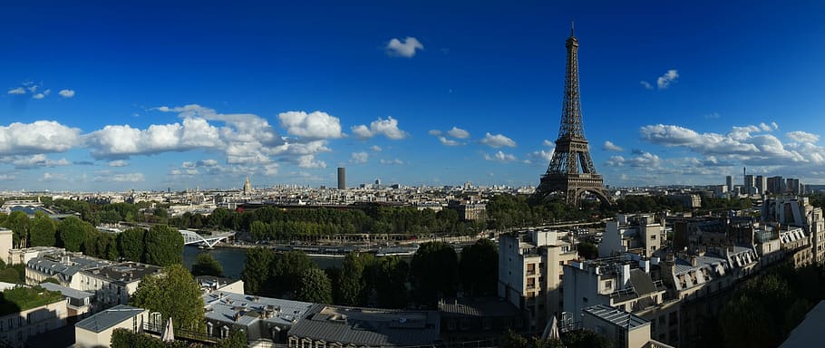 panoramic photography of Paris France, eiffel tower, city, view HD wallpaper