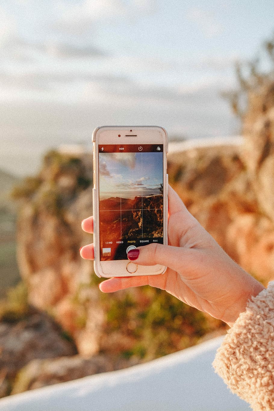 person taking a photo of scenery during sunset, person taking photo of mountain HD wallpaper