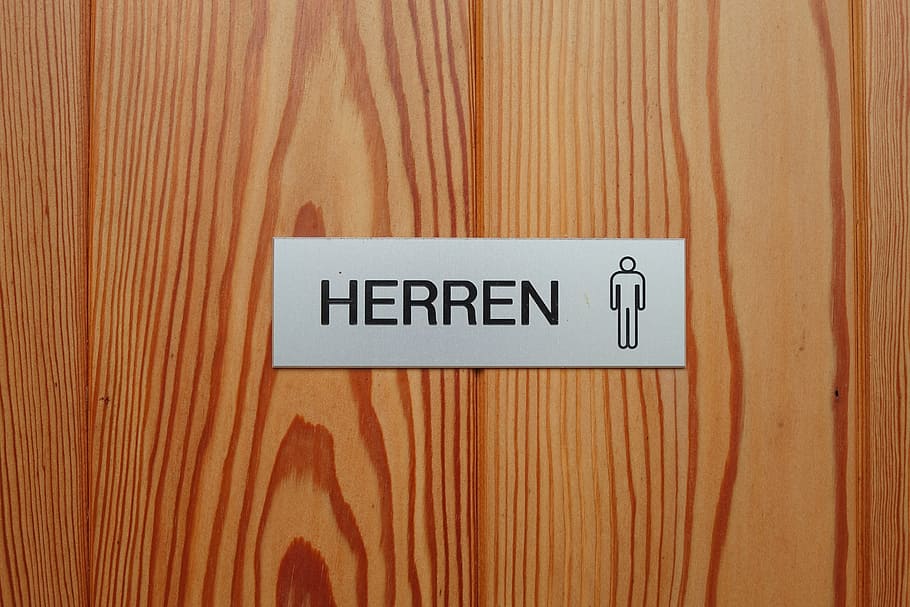 toilet sign, men's, wc, door, woman, shield, public, wooden door, HD wallpaper