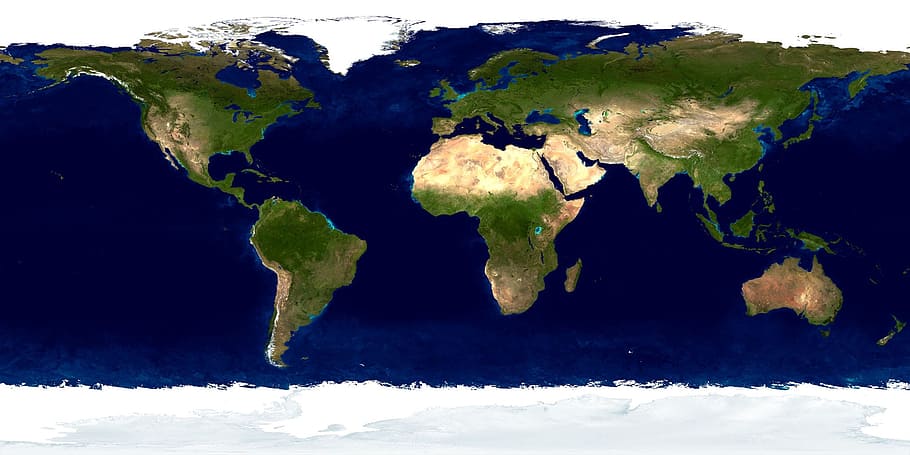 illustration of world map, nasa, day, ocean, earth, ice, planet earth HD wallpaper