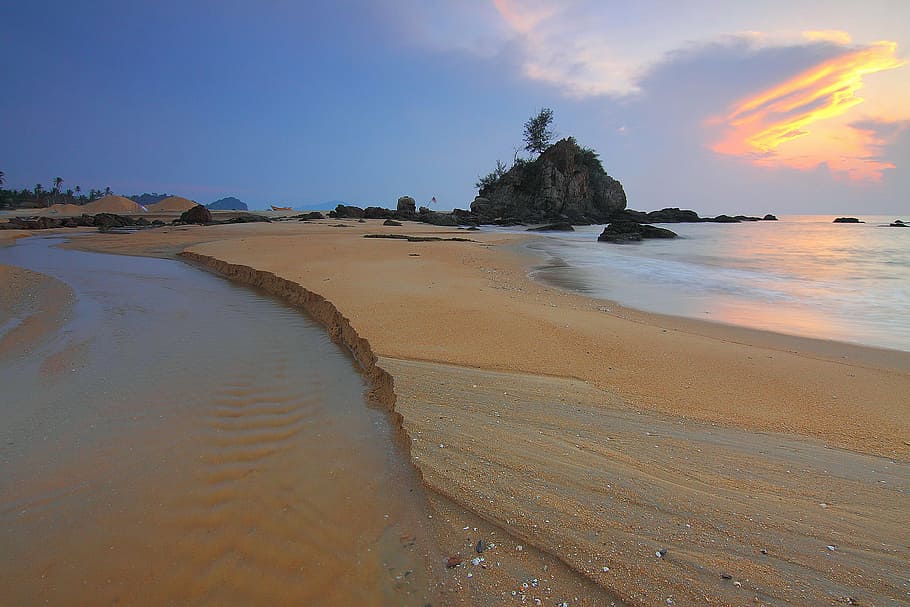 beach, dawn, landscape, nature, ocean, sand, scenic, sea, seashore HD wallpaper