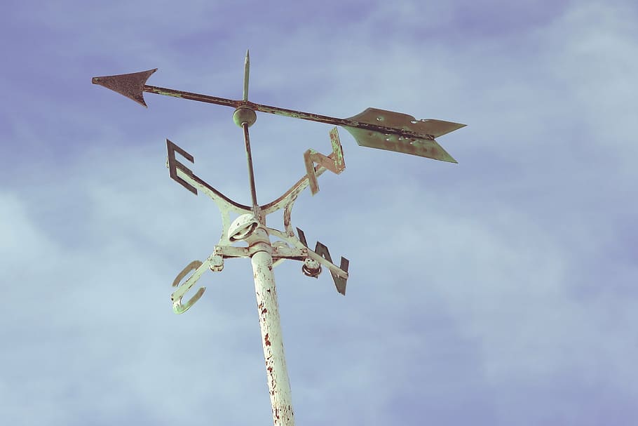 weather vane pointing east, wind rose, north, west, south, compass, HD wallpaper