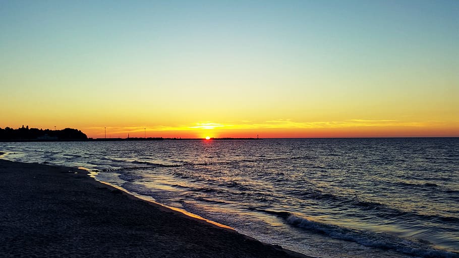 Sea, Sunset, Landscape, scenics, beauty in nature, tranquil scene HD wallpaper