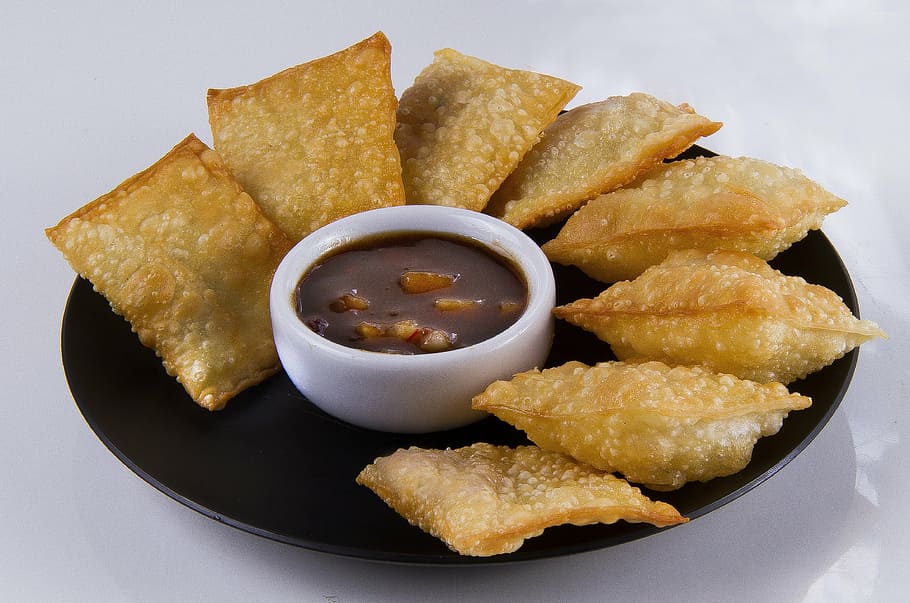 fried chips with dip on plate, meal, dinner, food, lunch, dish, HD wallpaper