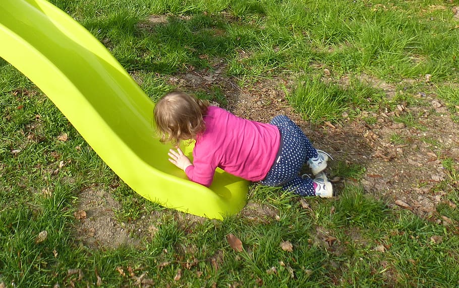 Slip, Fall, Child, Slide, Girl, playground, outdoors, fun, childhood HD wallpaper
