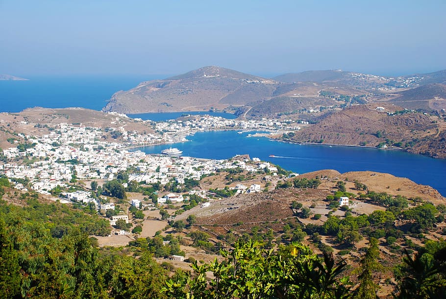 Patmos, Island, Greece, Mediterranean, aegean, sea, greek, europe, HD wallpaper