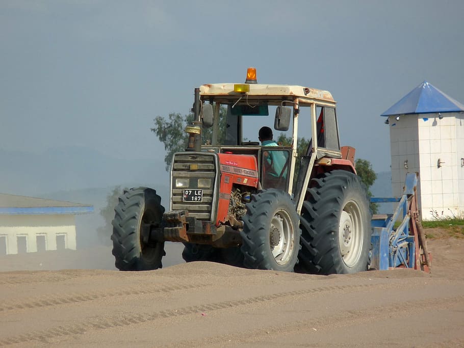tractor, massey ferguson, beach, work, diesel, old, transportation HD wallpaper