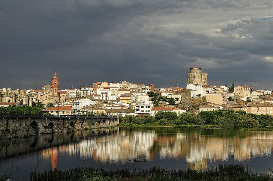 body of water, landscape, river, reflection, alba de tormes HD wallpaper