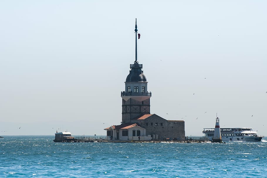 istanbul, turkey, lighthouse, bosphorus, landmark, historically HD wallpaper