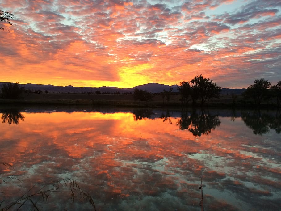 Fishing, Dawn, Lake, reflection, sunset, cloud - sky, orange color HD wallpaper