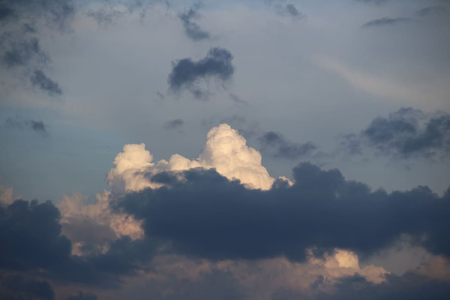 clouds, thunderstorm, sky, weather, white clouds, dark clouds HD wallpaper