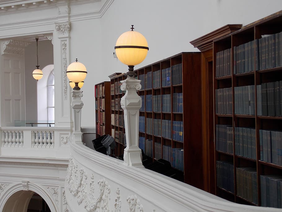 library, balcony, melbourne, architecture, building, built structure HD wallpaper