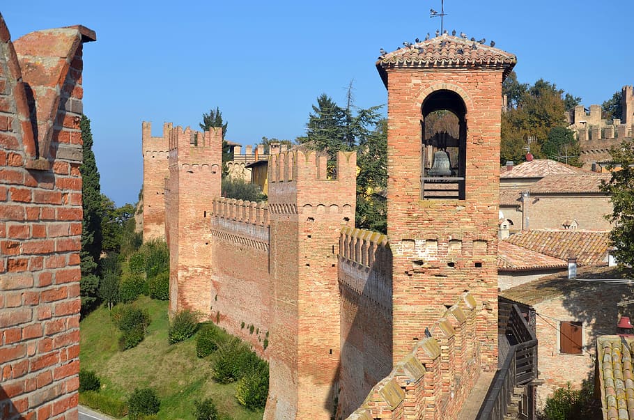 the walls, castle, gradara, italy, architecture, history, the past, HD wallpaper