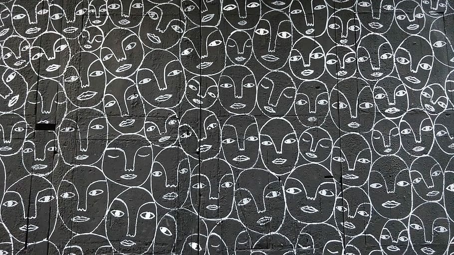 Taken in Barcelona, person face sketch artwork, pattern, wall HD wallpaper