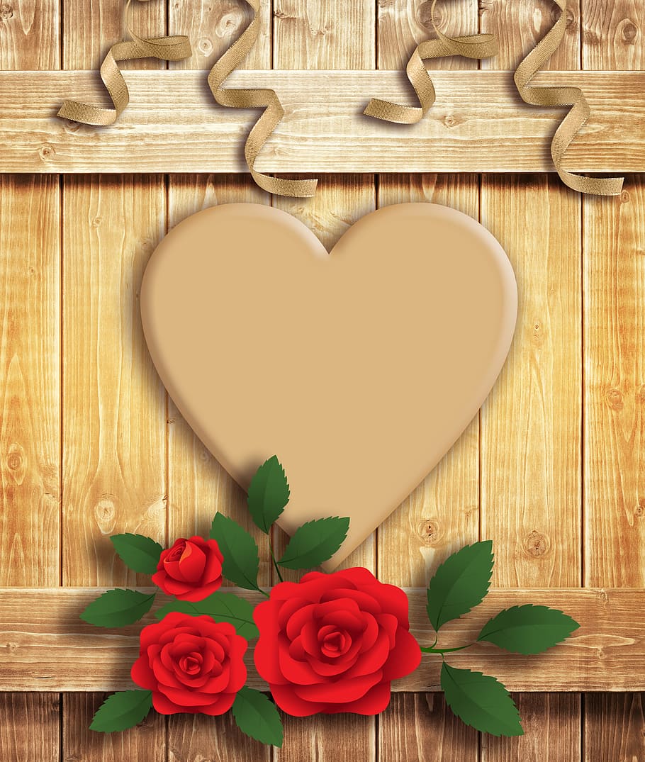 texture, background, design, heart, wood, brown, color, romantic HD wallpaper