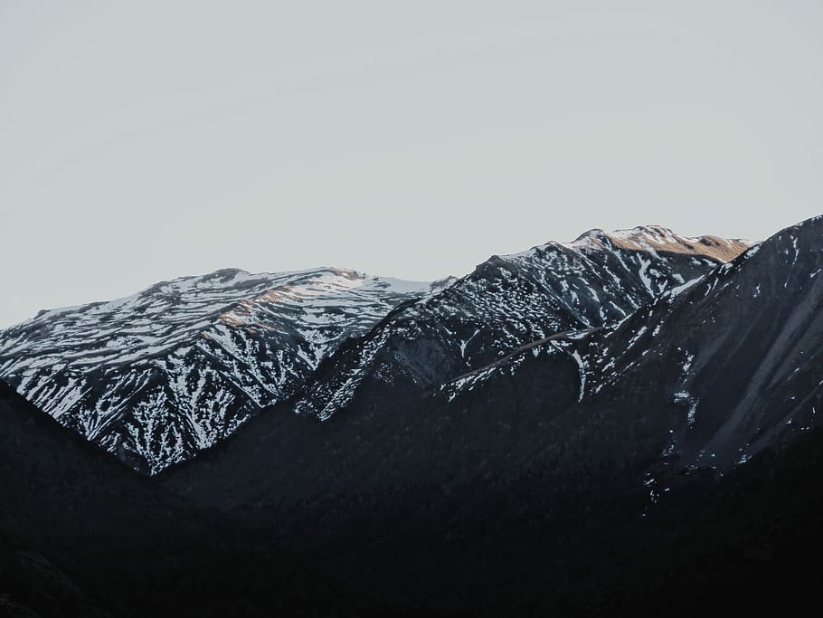 mountain covered by snow, photo of gray mountain, hill, light HD wallpaper