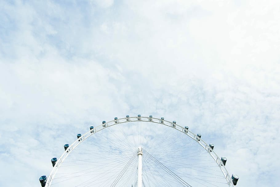 white Ferris wheel, low angle photography of London's Eye, sky HD wallpaper
