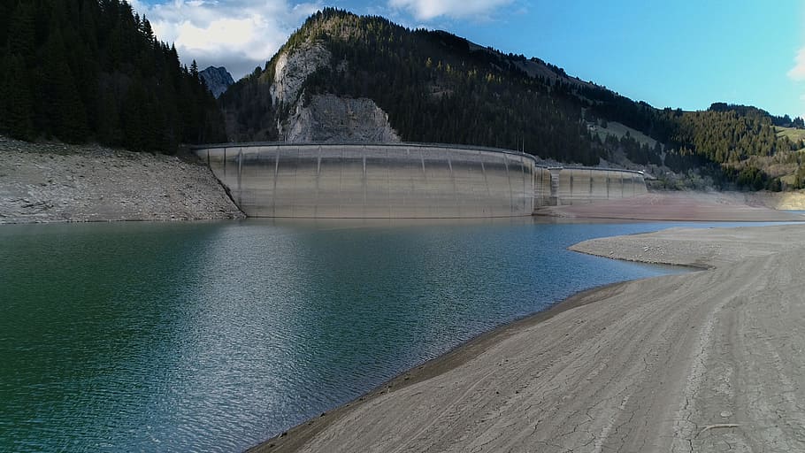 dam, switzerland, canton of vaud, water, mountain, environment, HD wallpaper