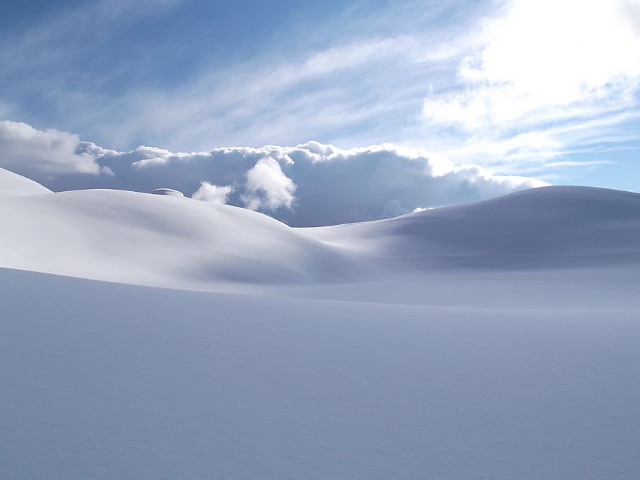 photo of clouds, photo of snow mountain during day time, sky HD wallpaper