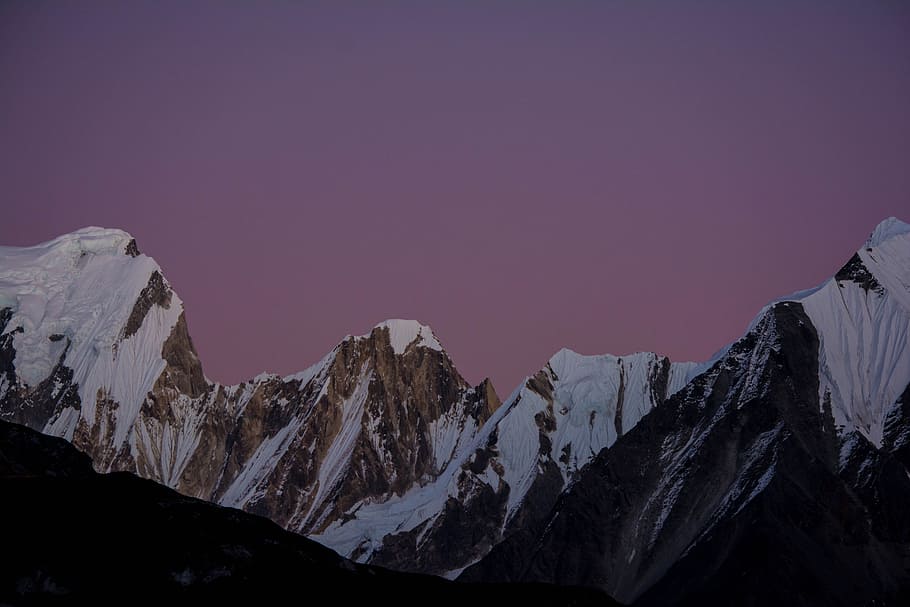 landscape photo of snow-capped mountain, view of mountain range HD wallpaper