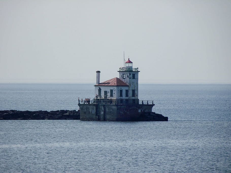 lighthouse, water, ocean, landscape, sky, nature, landmark HD wallpaper